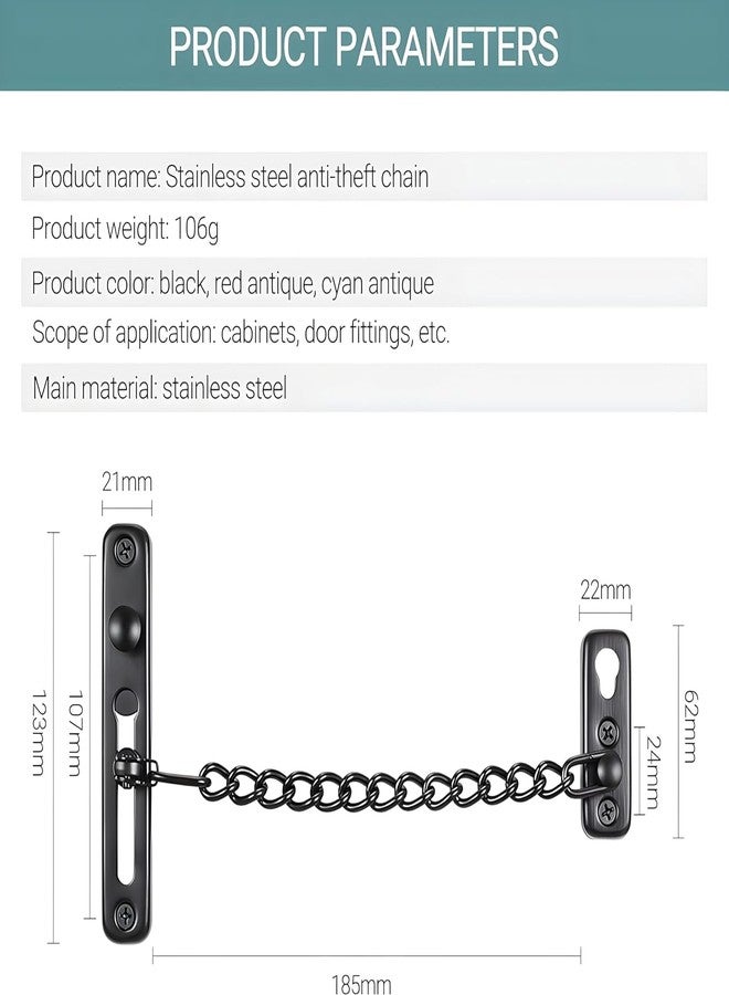 Boniry Premium Door Latch, Door Chain Lock for Main Door - Ideal for Bedroom, Bathroom, Sliding Doors, Safety and Portable Use - Includes 360 Degree Eye Viewer (Black) - Image 4